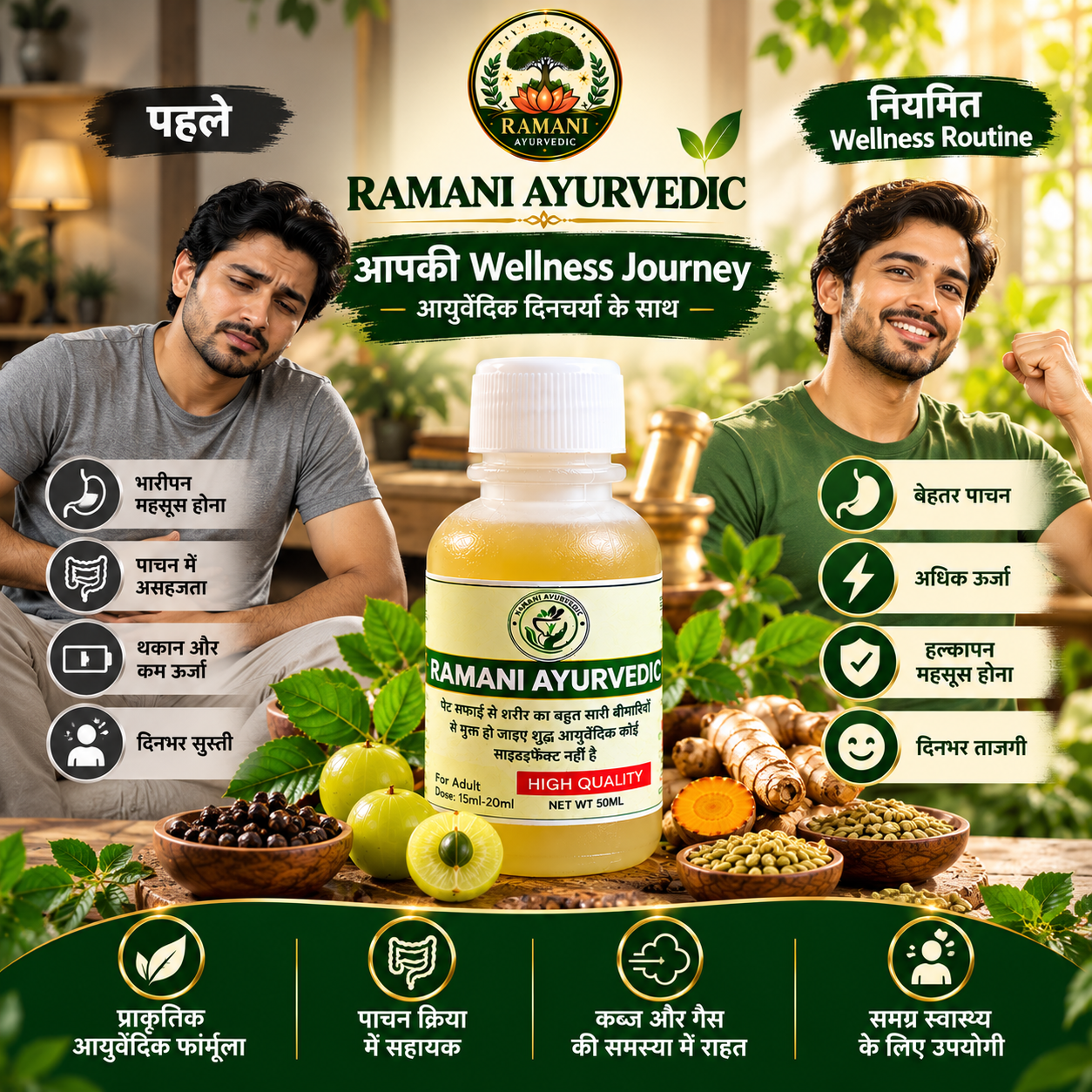 Ramani Ayurvedic Pet Safai Syrup | Ayurvedic Herbal Digestive Wellness Formula | 50ml